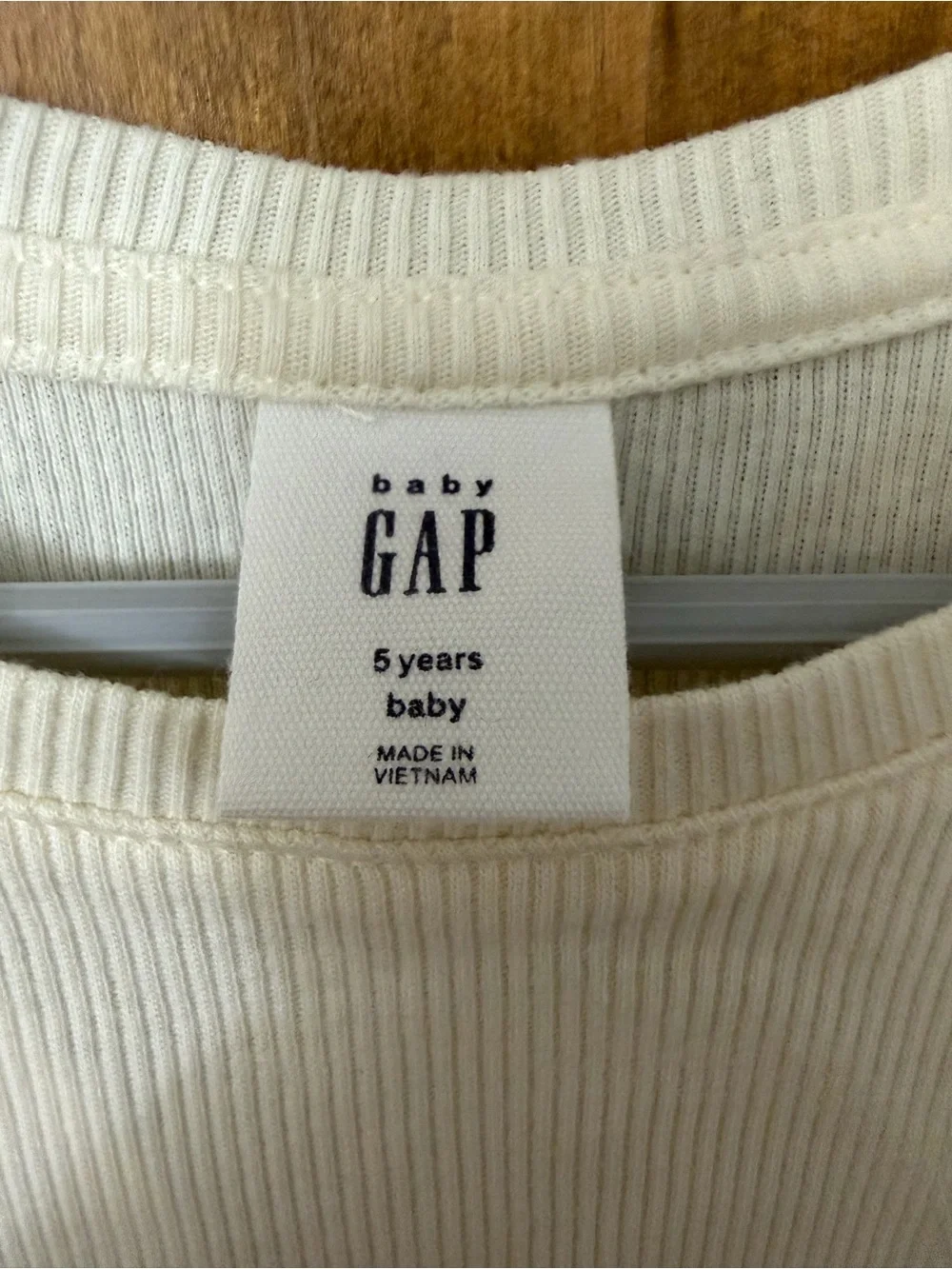 GAP Cream Ribbed Long Sleeve Top with Lettuce Hem